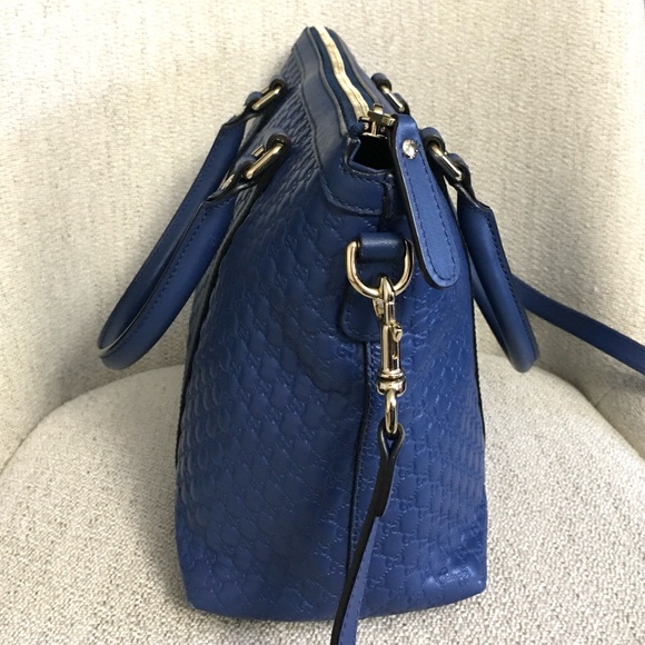 Authentic Gucci 2way tote bag blue leather - Picture 8 of 16